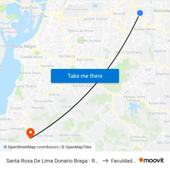 Av. Donário Braga 126 Rubem Berta Porto Alegre - Rio Grande Do Sul 91160-360 Brasil to Faculdade Anhanguera map
