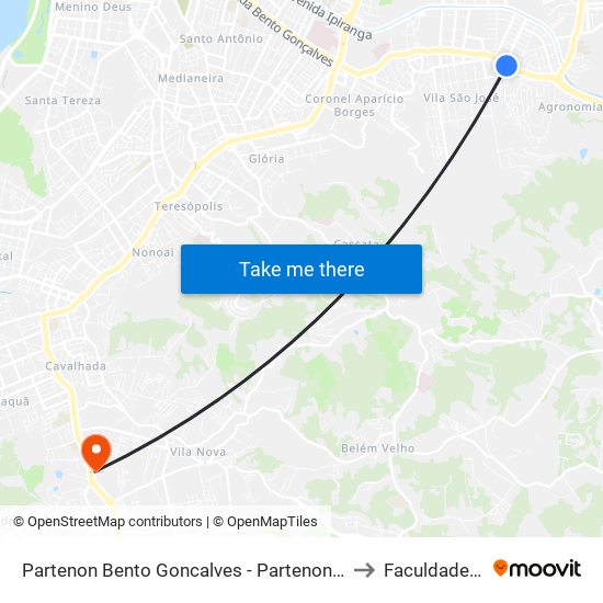 Partenon Bento Goncalves - Partenon Porto Alegre - Rs 90610-180 Brasil to Faculdade Anhanguera map