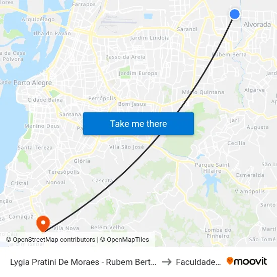 Lygia Pratini De Moraes - Rubem Berta Porto Alegre - Rs 91170-400 Brasil to Faculdade Anhanguera map