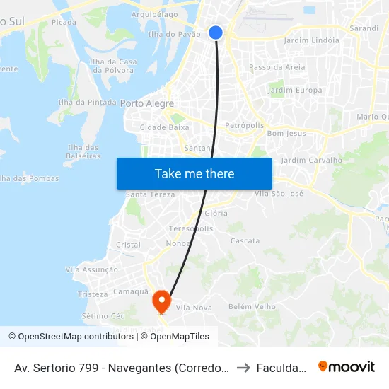 Av. Sertorio 799 - Navegantes (Corredor) - Navegantes Porto Alegre - Rs 90240-001 Brasil to Faculdade Anhanguera map