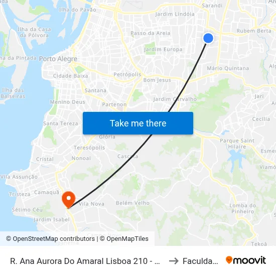 R. Ana Aurora Do Amaral Lisboa 210 - Passo Das Pedras Porto Alegre - Rs 91230-000 Brasil to Faculdade Anhanguera map