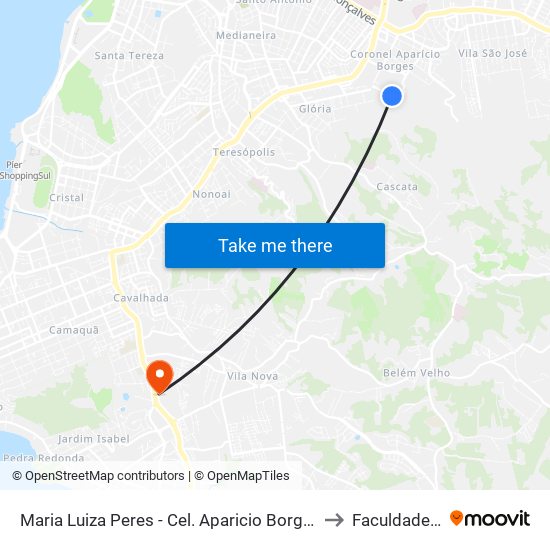 Maria Luiza Peres - Cel. Aparicio Borges Porto Alegre - Rs 91710-132 Brasil to Faculdade Anhanguera map