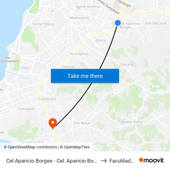 Cel Aparicio Borges - Cel. Aparicio Borges Porto Alegre - Rs 91510-000 Brasil to Faculdade Anhanguera map