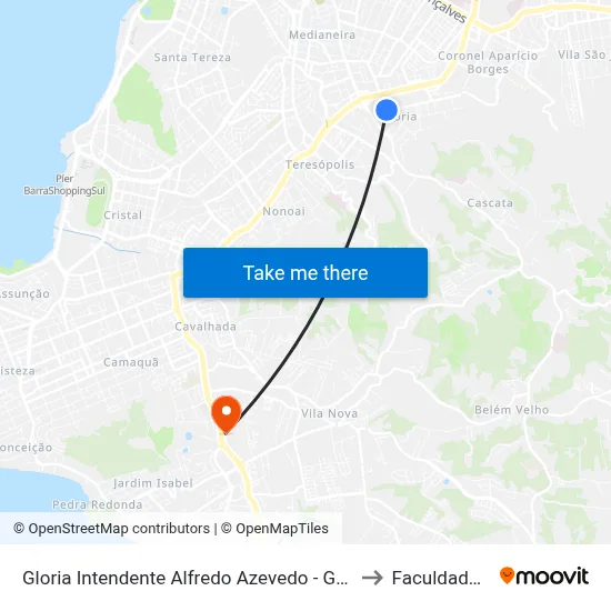 Gloria Intendente Alfredo Azevedo - Glória Porto Alegre - Rs 90660-070 Brasil to Faculdade Anhanguera map