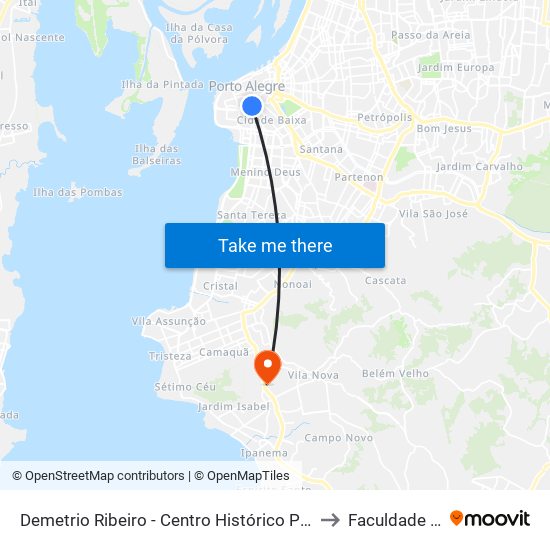 Demetrio Ribeiro - Centro Histórico Porto Alegre - Rs 90010-282 Brasil to Faculdade Anhanguera map