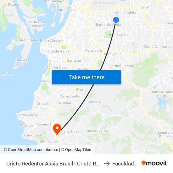 Cristo Redentor Assis Brasil - Cristo Redentor Porto Alegre - Rs 91010-001 Brasil to Faculdade Anhanguera map