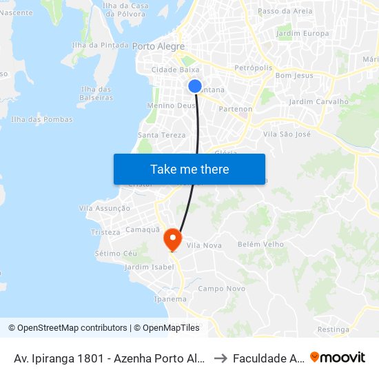 Av. Ipiranga 1801 - Azenha Porto Alegre - Rs 90160-093 Brasil to Faculdade Anhanguera map