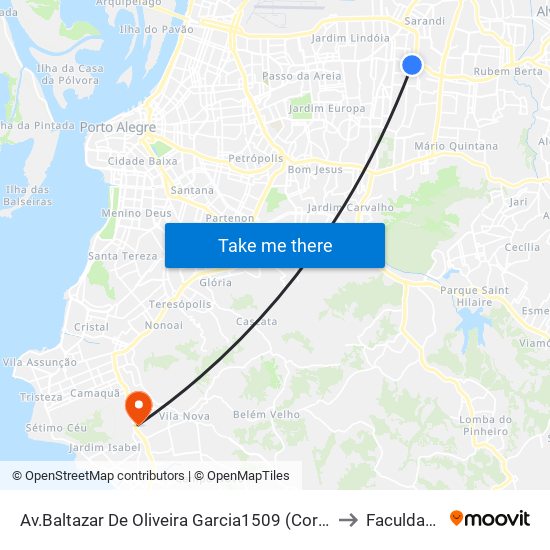 Av.Baltazar De Oliveira Garcia1509 (Corredor Cb) - Sarandi Porto Alegre - Rs 91130-000 Brasil to Faculdade Anhanguera map