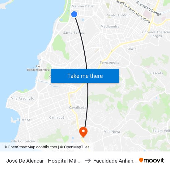 José De Alencar - Hospital Mãe De Deus to Faculdade Anhanguera map