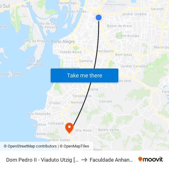 Dom Pedro II - Viaduto Utzig [Norte] to Faculdade Anhanguera map