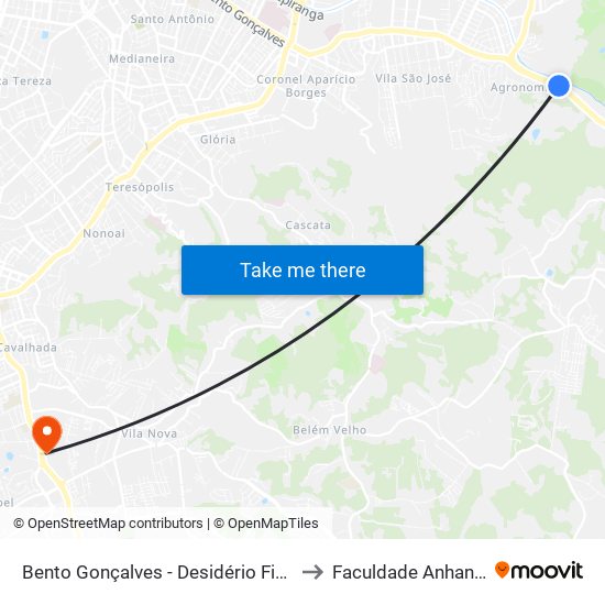 Bento Gonçalves - Desidério Finamor Bc to Faculdade Anhanguera map