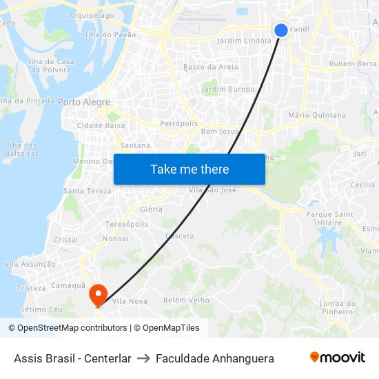 Assis Brasil - Centerlar to Faculdade Anhanguera map