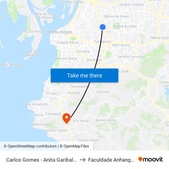 Carlos Gomes - Anita Garibaldi Ns to Faculdade Anhanguera map