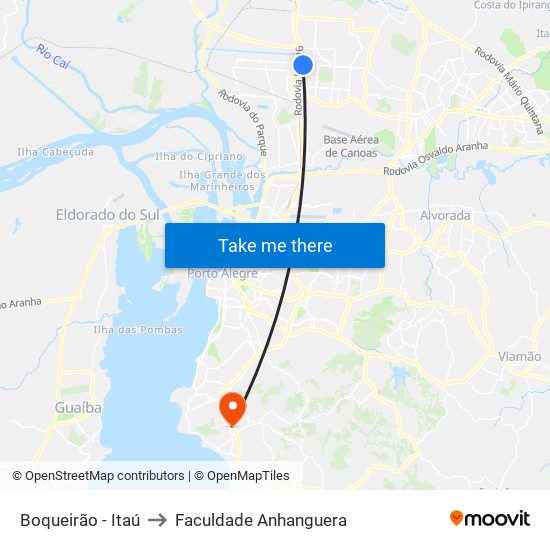 Boqueirão - Itaú to Faculdade Anhanguera map