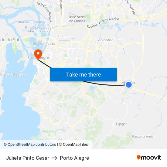 Julieta Pinto Cesar to Porto Alegre map