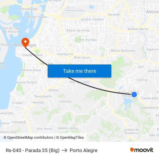 Rs-040 - Parada 35 (Big) to Porto Alegre map