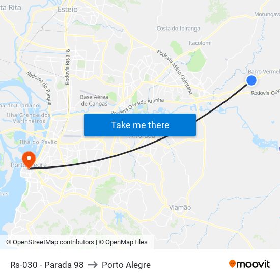 Rs-030 - Parada 98 to Porto Alegre map