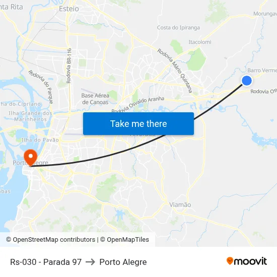 Rs-030 - Parada 97 to Porto Alegre map