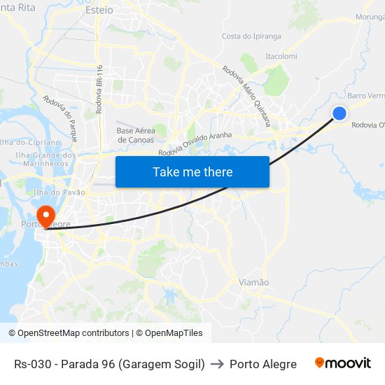 Rs-030 - Parada 96 (Garagem Sogil) to Porto Alegre map