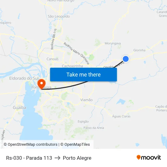 Rs-030 - Parada 113 to Porto Alegre map