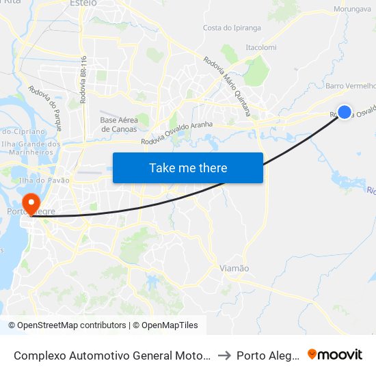 Complexo Automotivo General Motors to Porto Alegre map