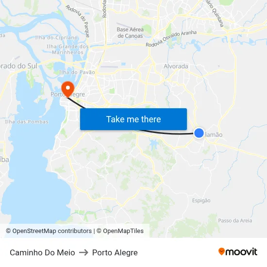 Caminho Do Meio to Porto Alegre map