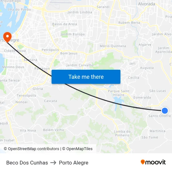 Beco Dos Cunhas to Porto Alegre map