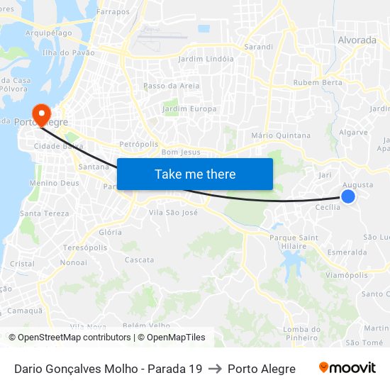 Dario Gonçalves Molho - Parada 19 to Porto Alegre map