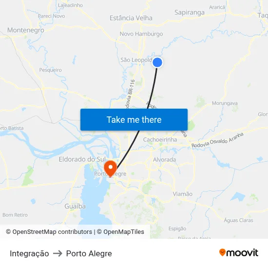 Integração to Porto Alegre map