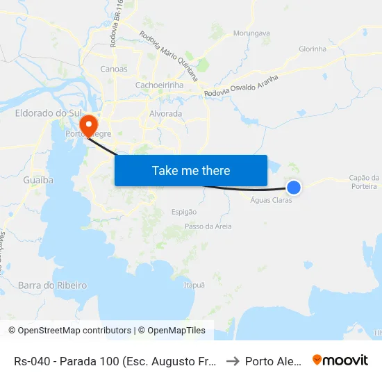 Rs-040 - Parada 100 (Esc. Augusto Fraga) to Porto Alegre map