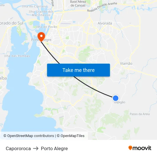 Capororoca to Porto Alegre map