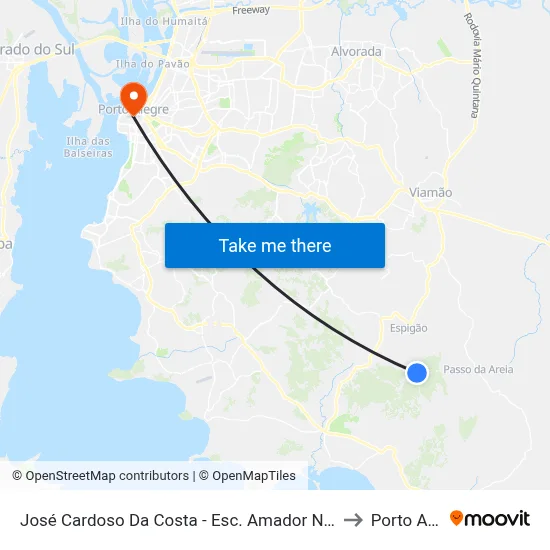 José Cardoso Da Costa - Esc. Amador Nunes Da Rocha to Porto Alegre map