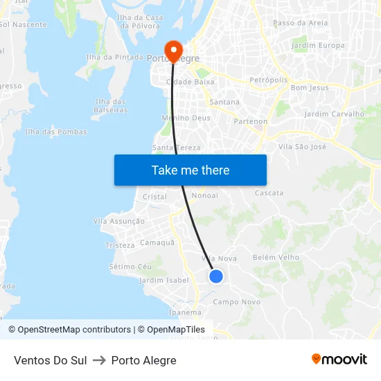 Ventos Do Sul to Porto Alegre map