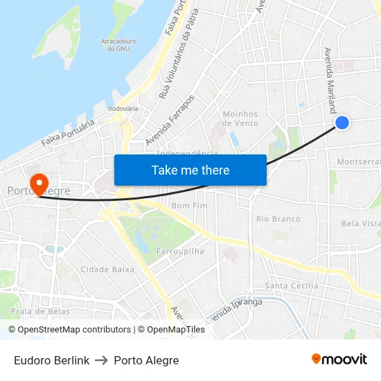 Eudoro Berlink to Porto Alegre map