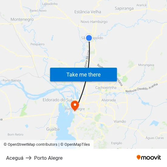 Aceguá to Porto Alegre map