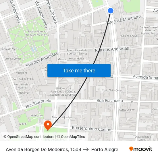Avenida Borges De Medeiros, 1508 to Porto Alegre map