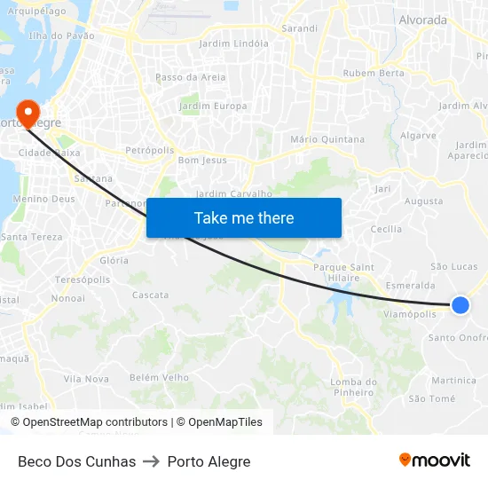 Beco Dos Cunhas to Porto Alegre map