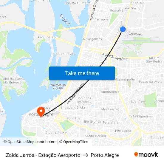 Zaida Jarros - Estação Aeroporto to Porto Alegre map