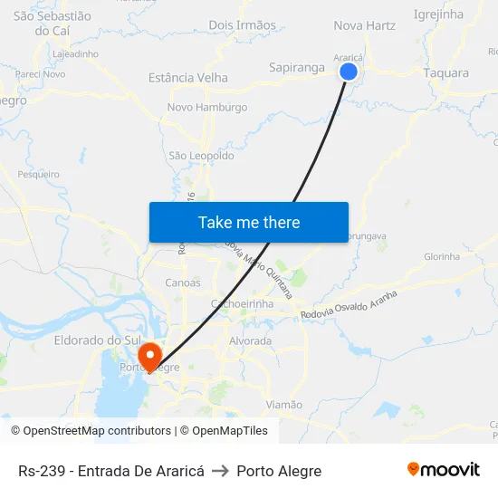 Rs-239 - Entrada De Araricá to Porto Alegre map