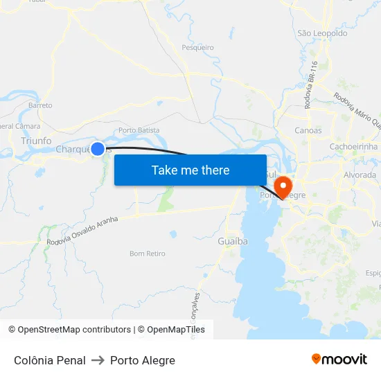 Colônia Penal to Porto Alegre map