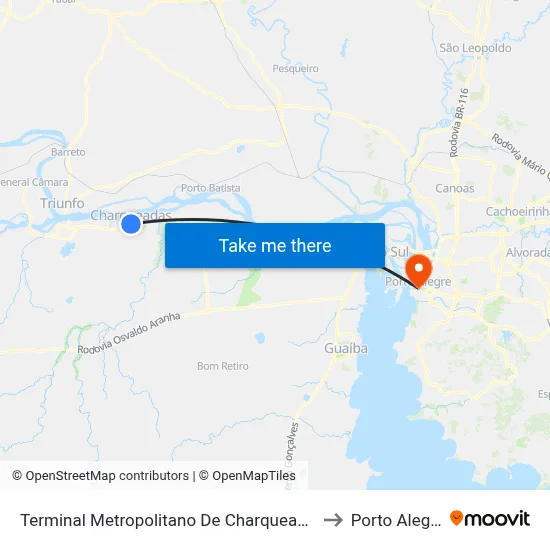 Terminal Metropolitano De Charqueadas to Porto Alegre map