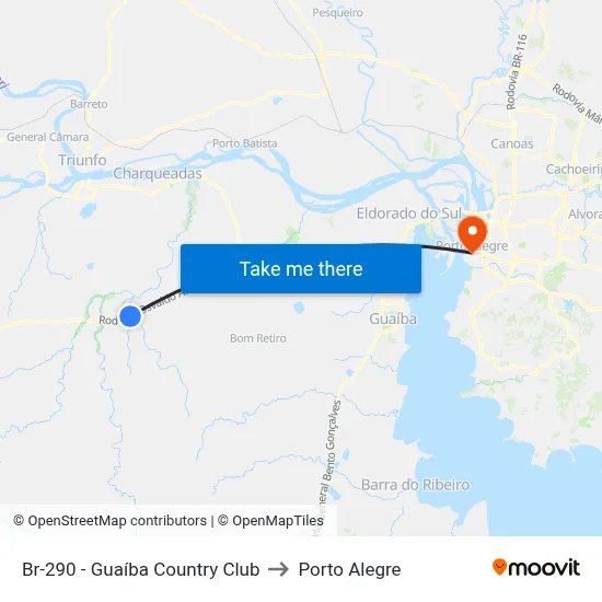 Br-290  - Guaíba Country Club to Porto Alegre map