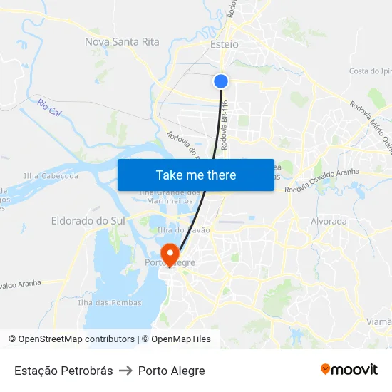 Estação Petrobrás to Porto Alegre map