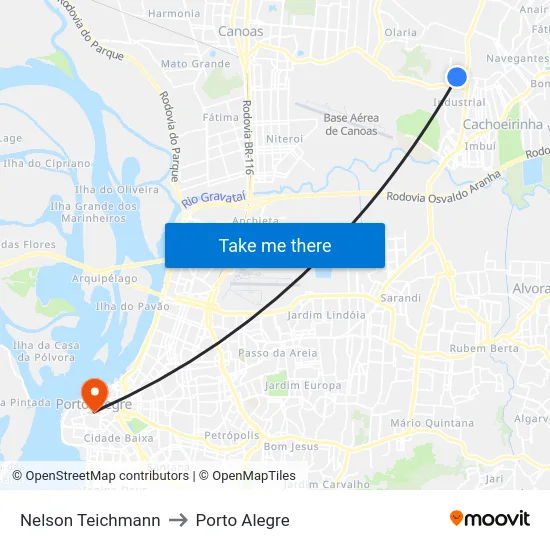 Nelson Teichmann to Porto Alegre map