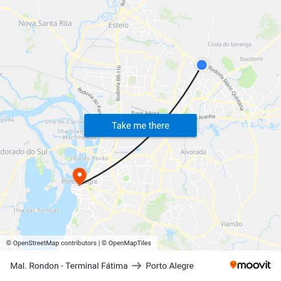 Mal. Rondon - Terminal Fátima to Porto Alegre map