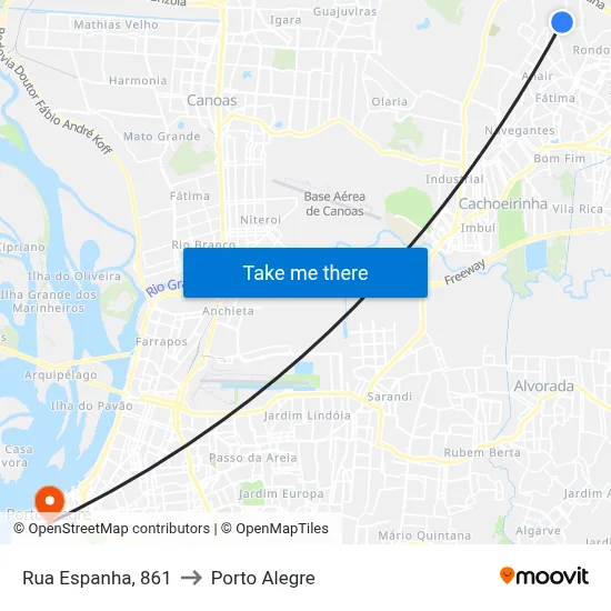 Rua Espanha, 861 to Porto Alegre map
