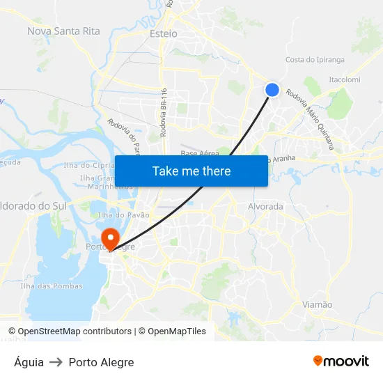 Águia to Porto Alegre map
