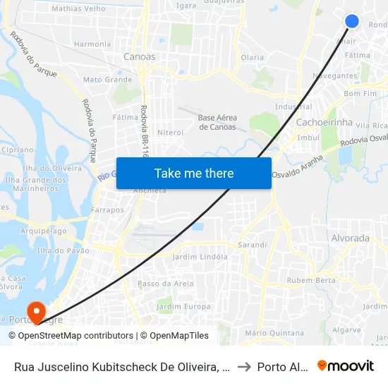 Rua Juscelino Kubitscheck De Oliveira, 1202-1230 to Porto Alegre map