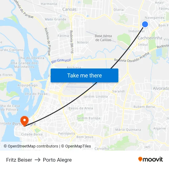 Fritz Beiser to Porto Alegre map