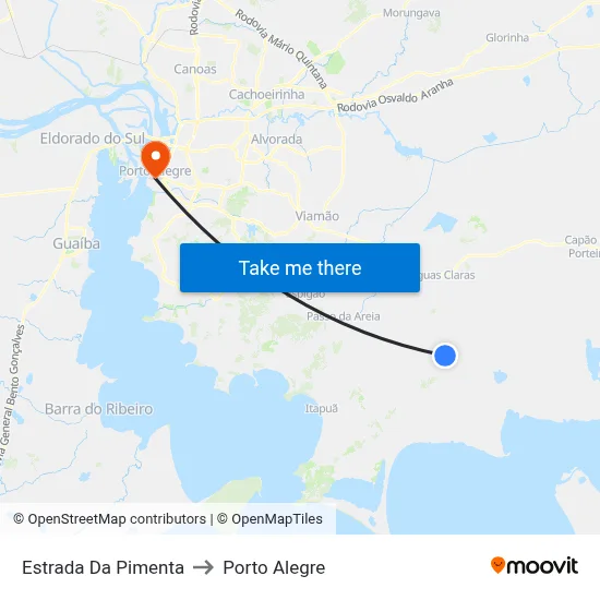 Estrada Da Pimenta to Porto Alegre map